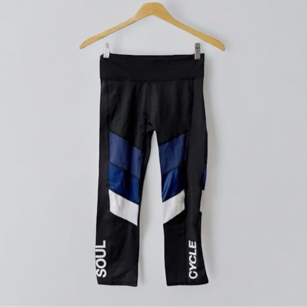 SoulCycle Performance Crop Leggings Women’s Size S Black Blue White Athleisure